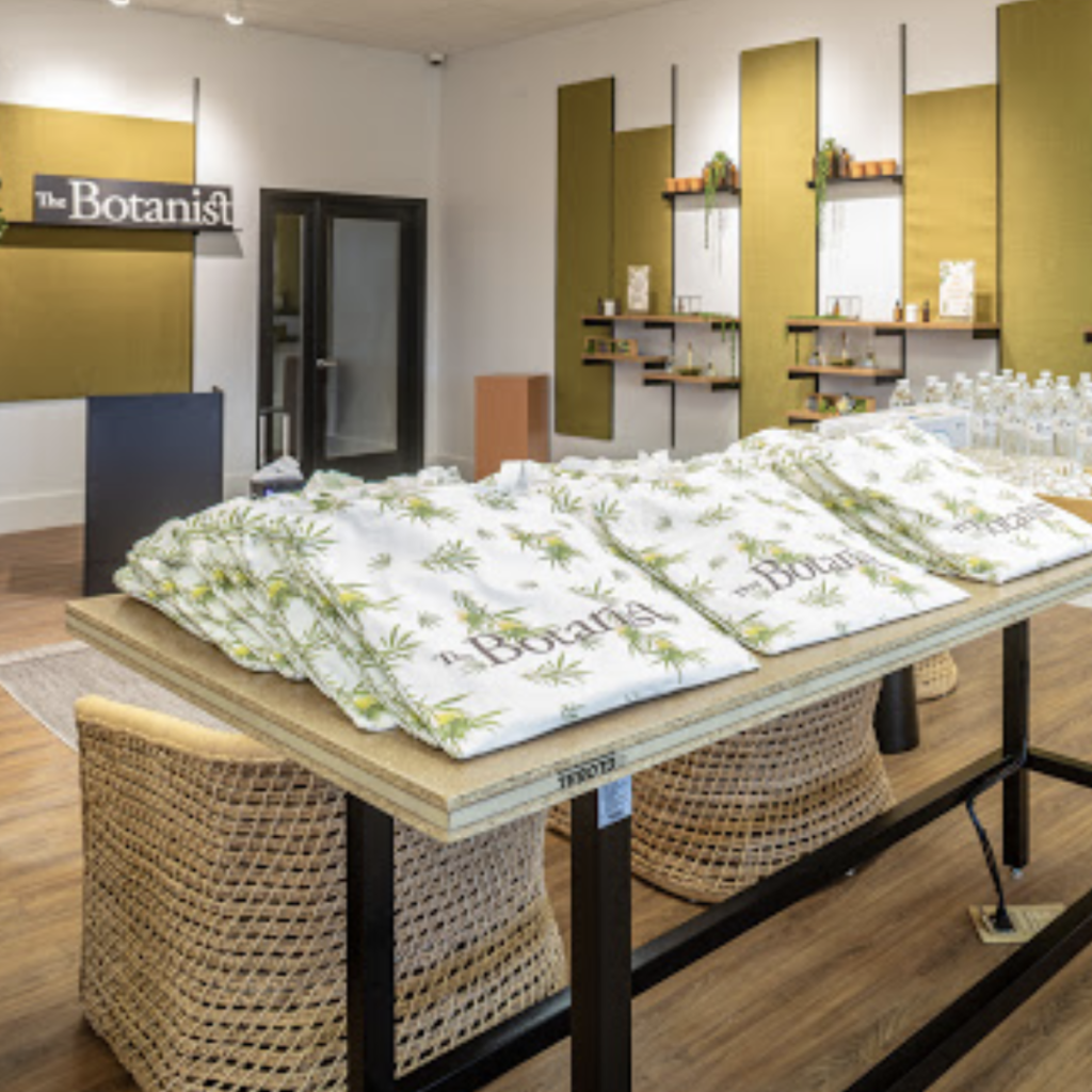 Williamstown Botanist dispensary interior display of t-shirts