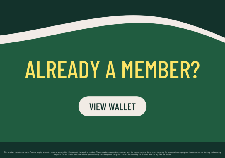 Membership promotion banner with green background reading 'Already a member?' and a centered button labeled 'View Wallet