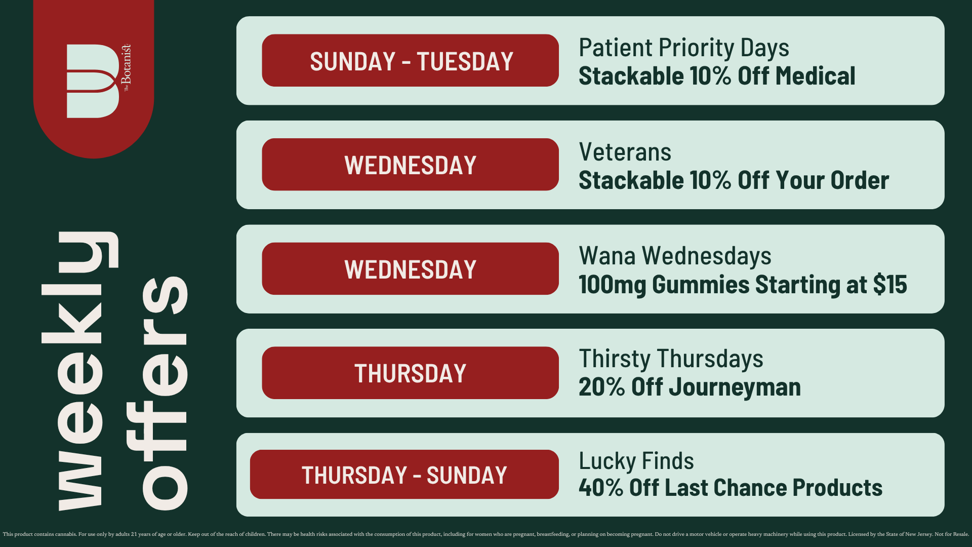 NJ – Summer Weekly Deals